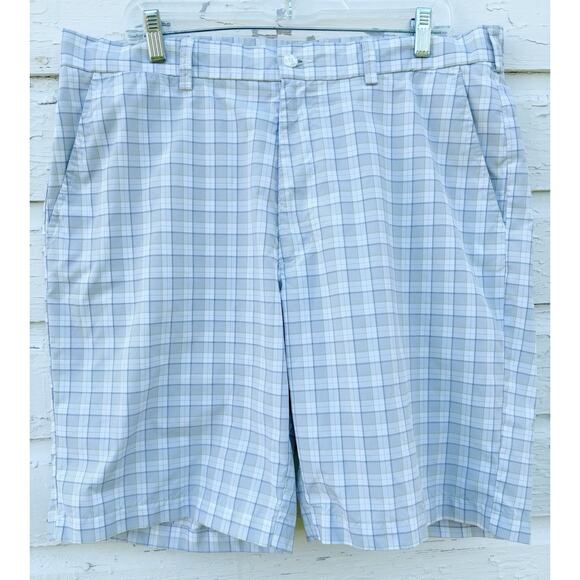 PGA TOUR Mens White Striped Geometric Plaid Golf Shorts Stretch Active Wear 36 - Picture 1 of 5